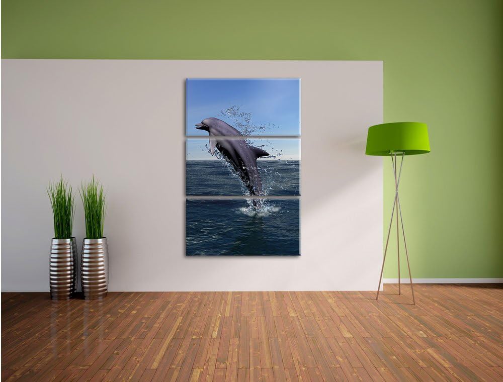Delphin Sprint im Meer 3-Teiler Leinwandbild 120x80 Bild auf Leinwand