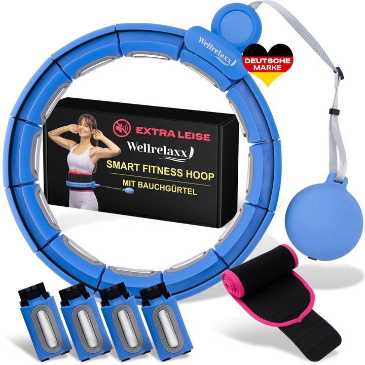WELLRELAXX Smart Hula Hoop leise mit Bauchweggürtel - Schützt Haut+Kleidung - Smart Hoola Hoop Reife
