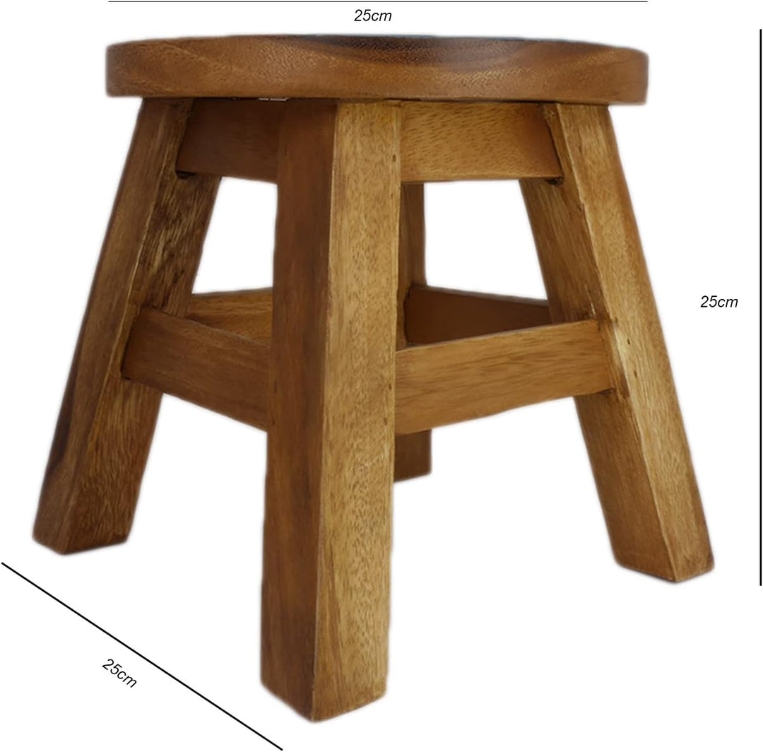 ART-CRAFT KH164 Kinderhocker Holz Schemel mit Tiermotiv Giraffe und Schmetterling bemalt und beschni