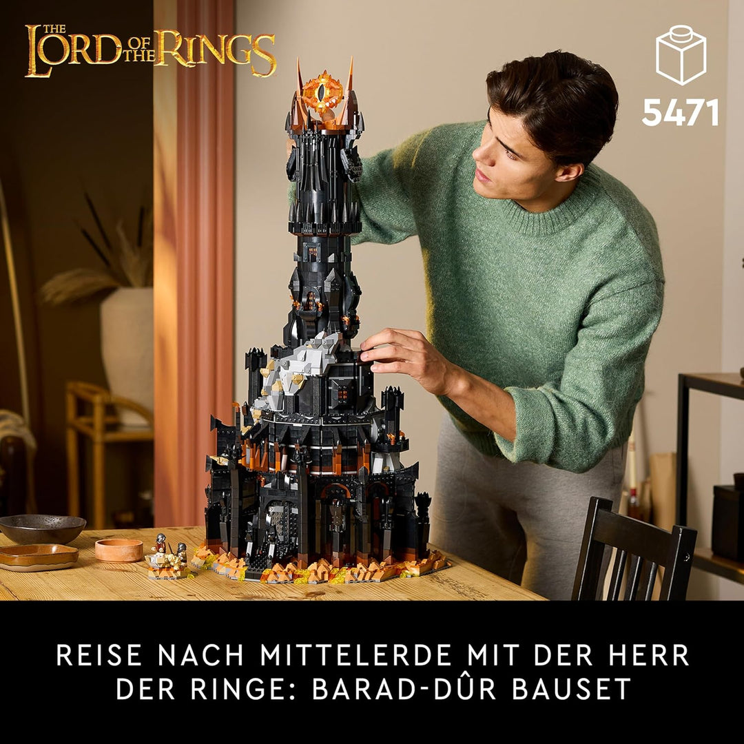 LEGO Icons Der Herr der Ringe: Barad-dûr, Bauset für Erwachsene mit den Minifiguren Sauron, Gothmog,