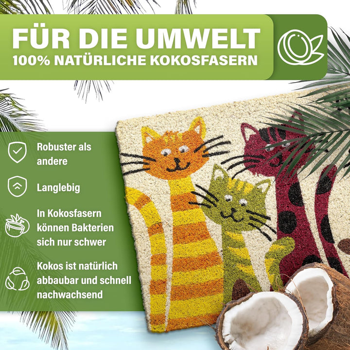 Bodenständig® Kokosmatte Fussmatte Kokos - wetterfest aussen Home Cats, Home Cats