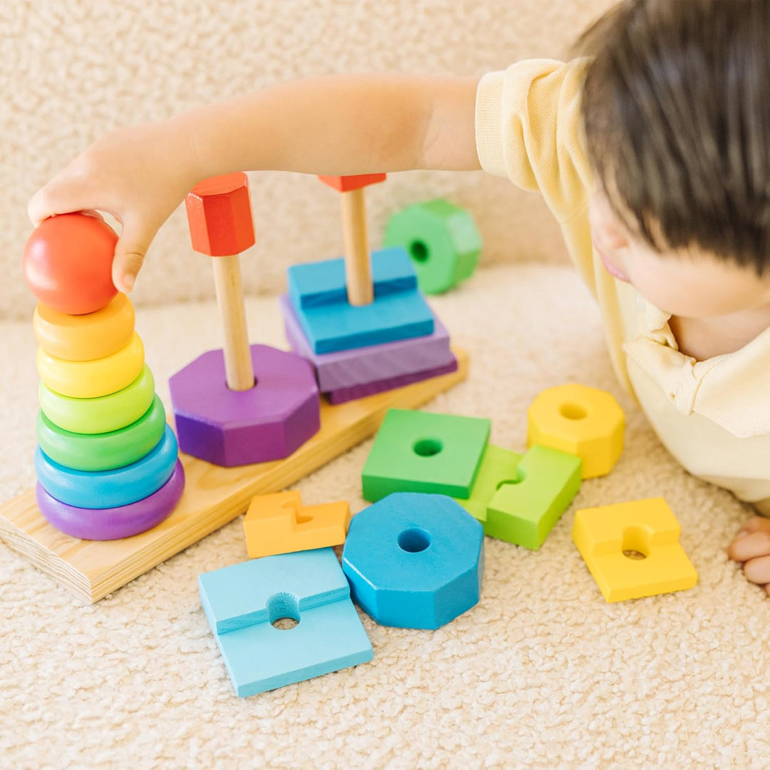 Melissa & Doug Geometrischer Stapler | Lernspielzeug | Holzspielzeug mit Formen | 2+ | Geschenk für