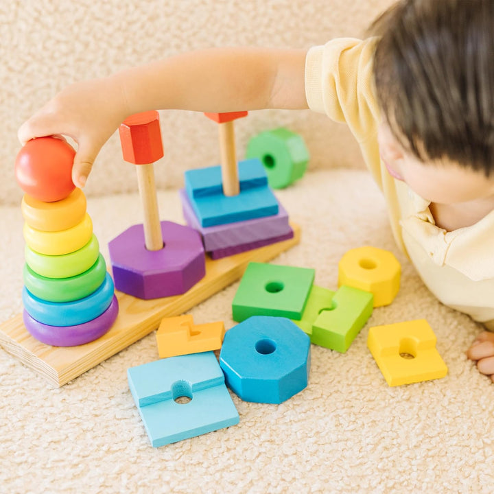 Melissa & Doug Geometrischer Stapler | Lernspielzeug | Holzspielzeug mit Formen | 2+ | Geschenk für