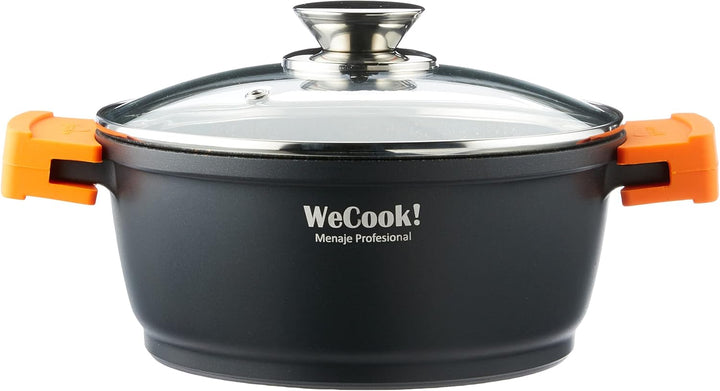 WECOOK! Ecochef Titan Hoher Kochtopf 20 cm Induktion mit Glasdeckel, Antihaftbeschichtung QUANTANIUM
