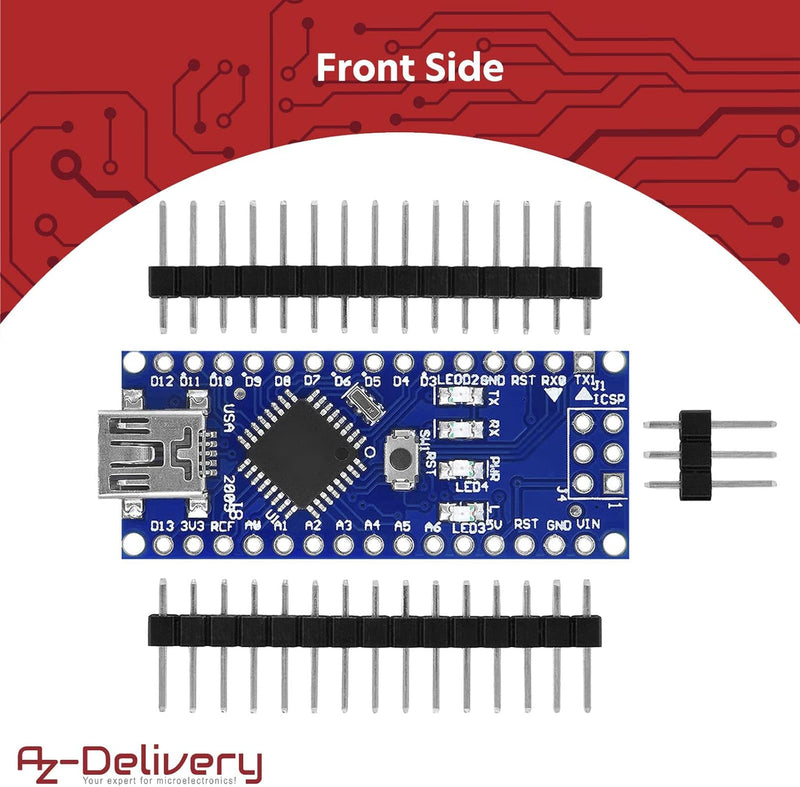 AZDelivery 5 x Nano V3 inkl. mit FT232RL kompatiblem Chip und ATmega328 16MHz ATmega328P kompatibel