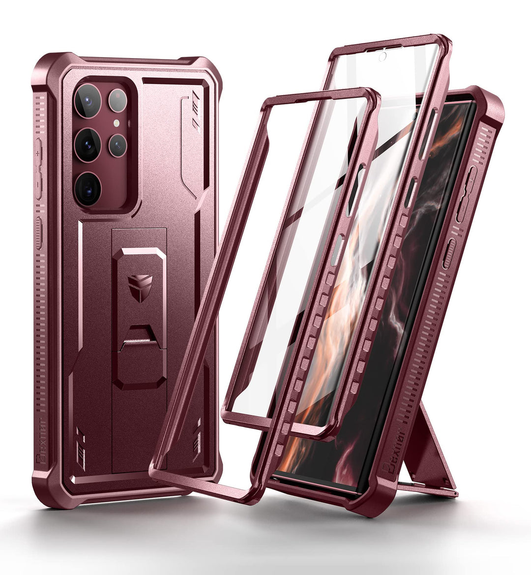 Dexnor Ganzkörperhülle hülle Samsung Galaxy S22 Ultra【Doppelter Frontrahmen & Ständer】, Stossdämpfer