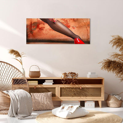 Panorama Bilder auf Leinwand 100x40cm Leinwandbild Bein Strumpf Mode Ferse Gross Wanddeko Bild Schla