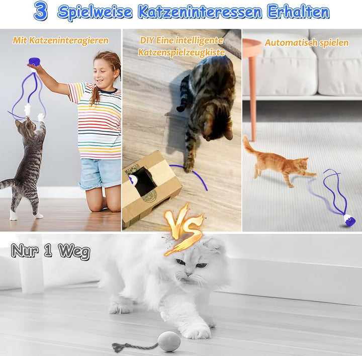 lifefav Katzenspielzeug für Hauskatzen, 2-in-1 magisches Silikon-Schwanzspielzeug, automatisches int
