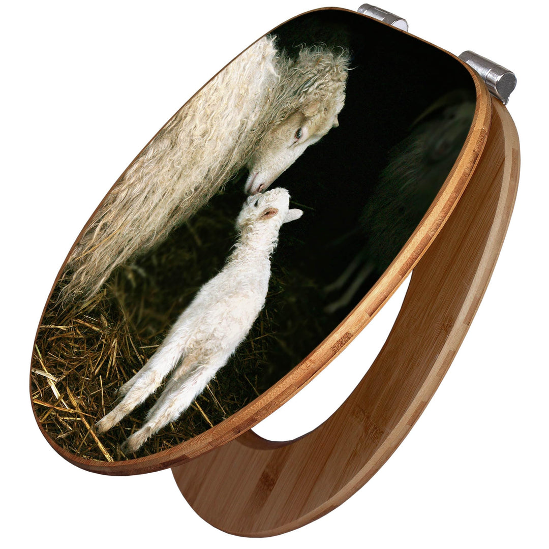 banjado Design WC Sitz Bambus Absenkautomatik 45,8x37,5cm - Toilettendeckel mit Absenkautomatik Holz