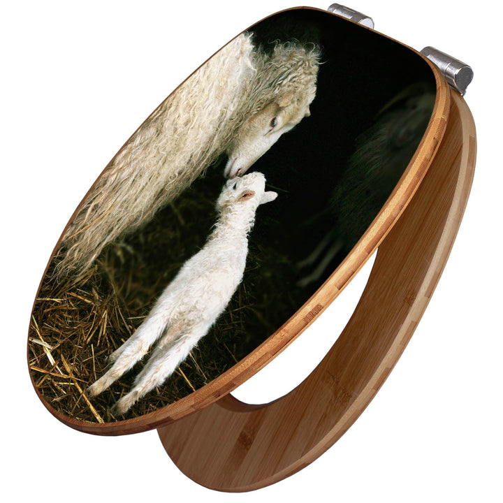 banjado Design WC Sitz Bambus Absenkautomatik 45,8x37,5cm - Toilettendeckel mit Absenkautomatik Holz