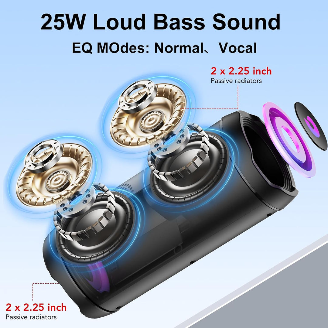 coioc Bluetooth Lautsprecher mit Licht, Bluetooth 5.4 Musikbox,25W Dual Lautsprecher, LED Anzeige &amp;