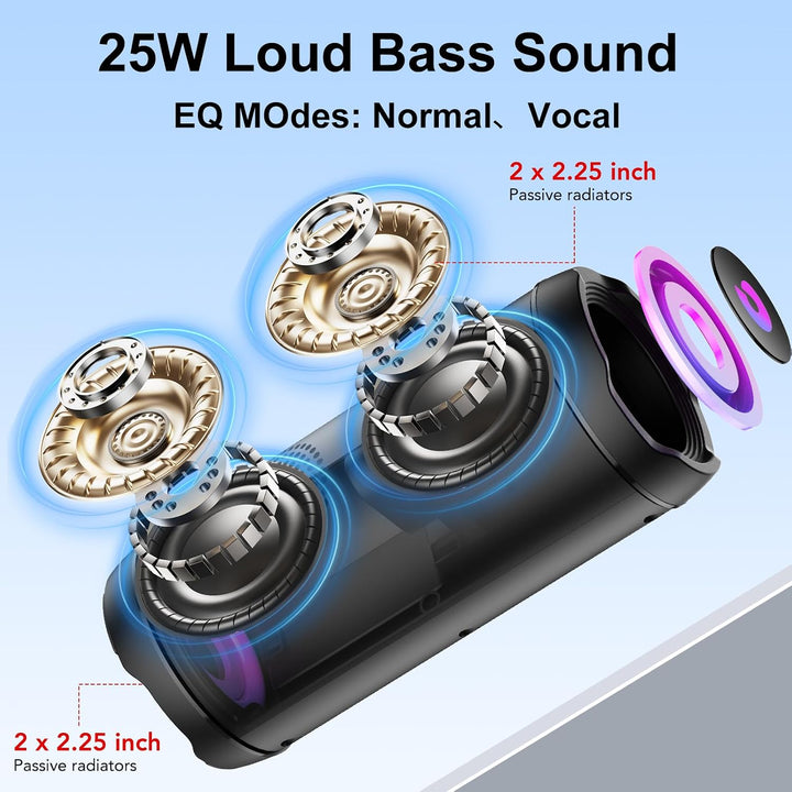 coioc Bluetooth Lautsprecher mit Licht, Bluetooth 5.4 Musikbox,25W Dual Lautsprecher, LED Anzeige &amp;