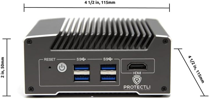 Protectli Vault V1210-2 Port, Micro Appliance/Mini PC - Intel N5105, 2X 2.5G NICs, 4GB LPDDR RAM on-