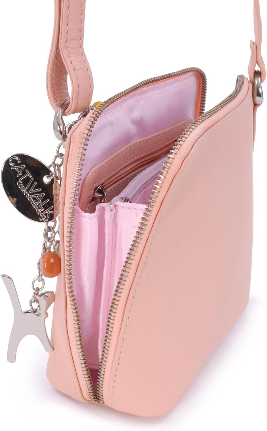 Catwalk Collection Handbags - Leder - Klien Umhängetasche/Schultertasche - LENA S Rosa, S Rosa