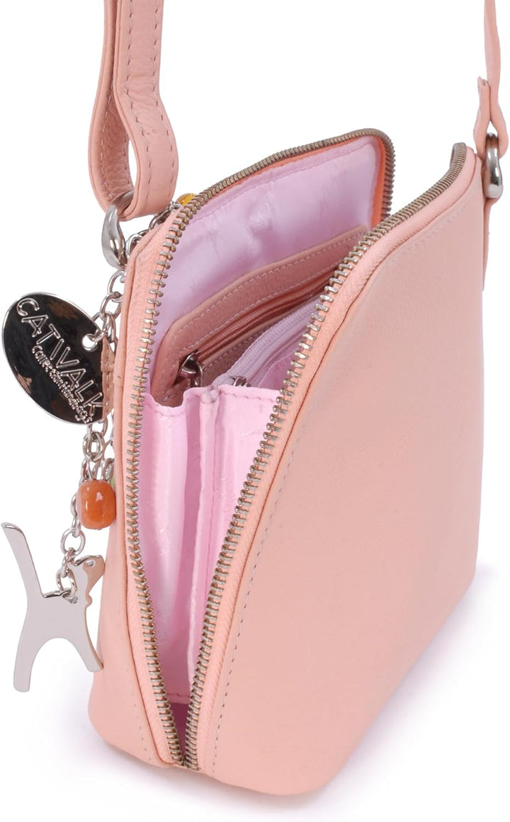 Catwalk Collection Handbags - Leder - Klien Umhängetasche/Schultertasche - LENA S Rosa, S Rosa