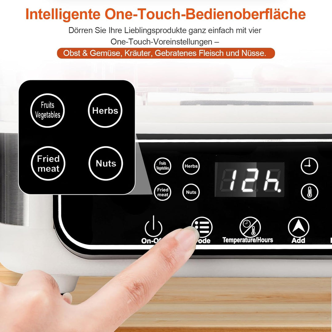 5-Schicht-Lebensmitteltrockner, visueller Lebensmitteltrockner mit 72-Stunden-Timer, 35–70 °C einste