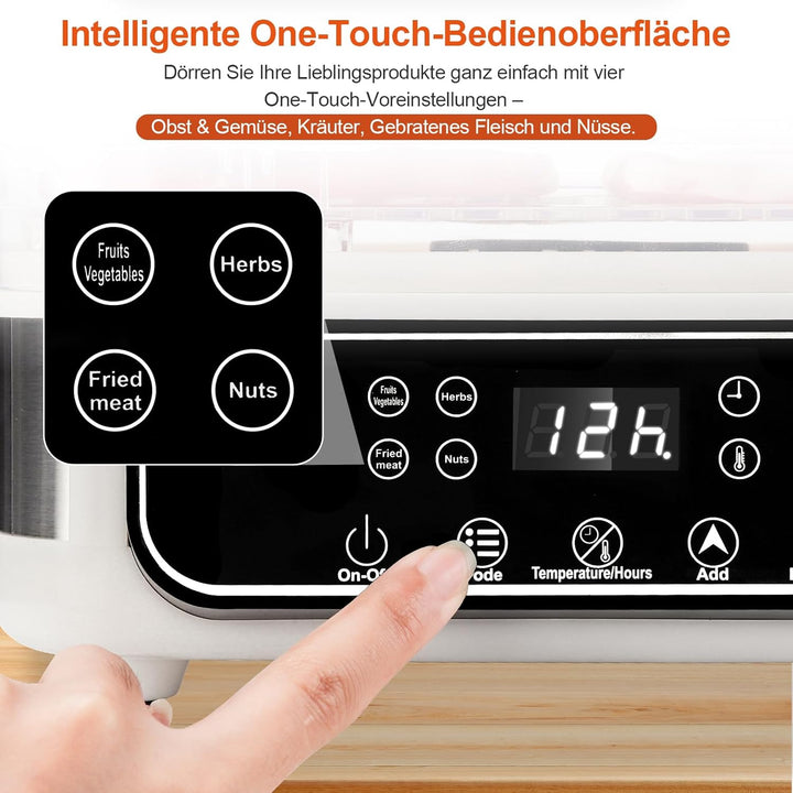 5-Schicht-Lebensmitteltrockner, visueller Lebensmitteltrockner mit 72-Stunden-Timer, 35–70 °C einste