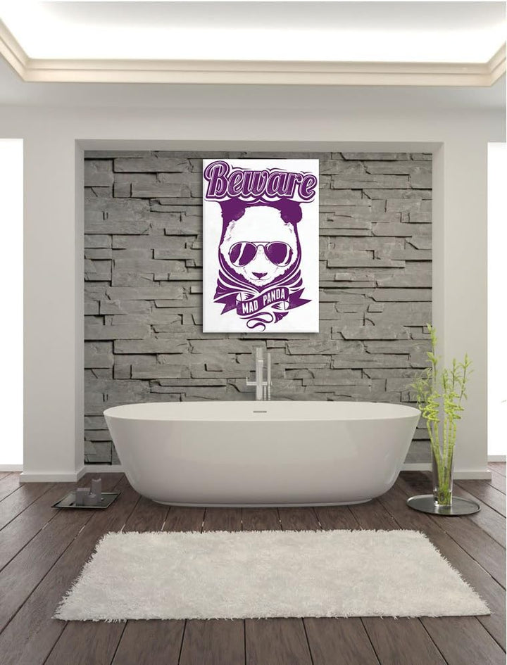 Pixxprint Mad Panda White Bild auf Leinwand, XXL riesige Bilder fertig gerahmt mit Keilrahmen, Kunst