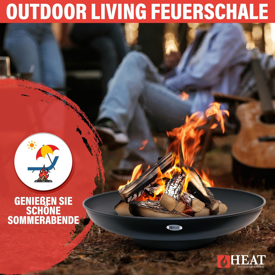 Feuerschale Ø80cm Schwarz - BBQ Feuerschalen für den Garten - Feuerstelle Outdoor & Feuertonne - Ter