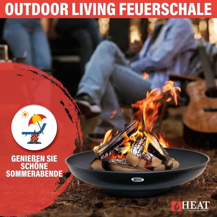 Feuerschale Ø80cm Schwarz - BBQ Feuerschalen für den Garten - Feuerstelle Outdoor & Feuertonne - Ter