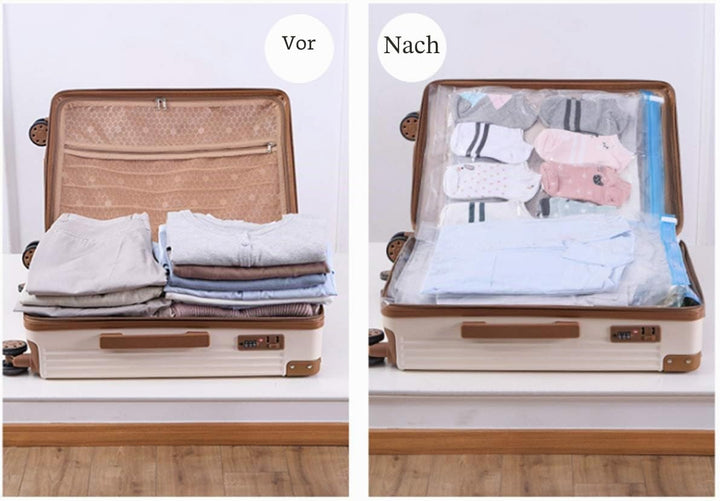 12 Set Vakuumbeutel Reise zum Rollen,Reise-Kompressionsbeutel, 2 Grössen (60x40cm, 50x35cm) Travel V