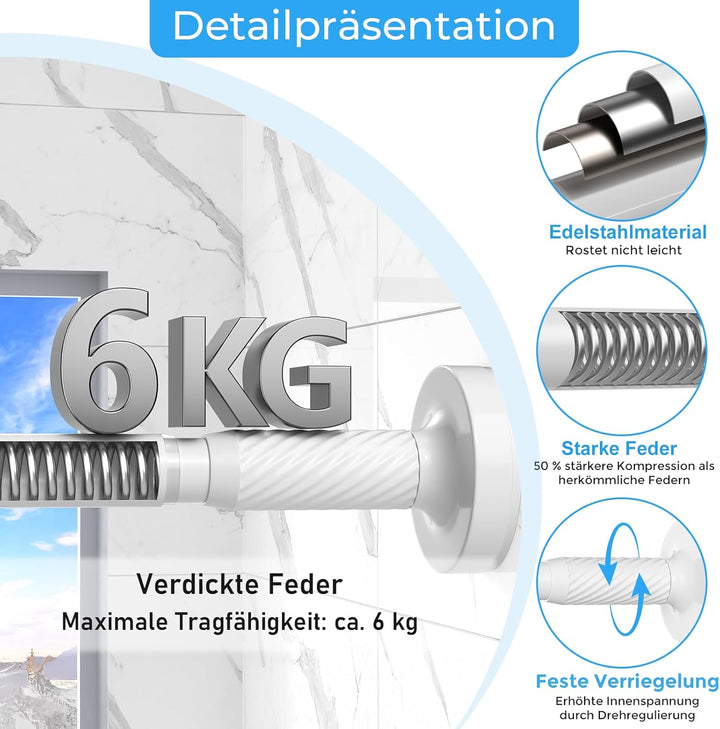 AIZESI Gardinenstange Ohne Bohren 81-122cm Ø 25 mm, Teleskopstange zum Klemmen - Verstellbare Vorhan