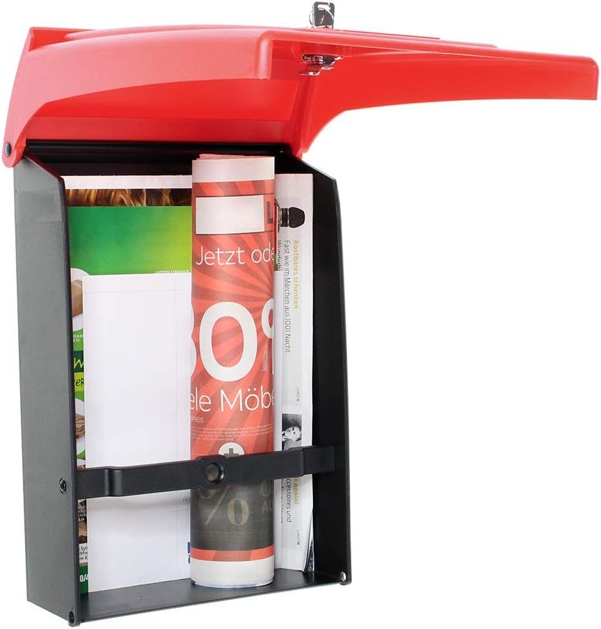 Rottner T06255 Briefkasten, Rot/Schwarz, 340x250x110