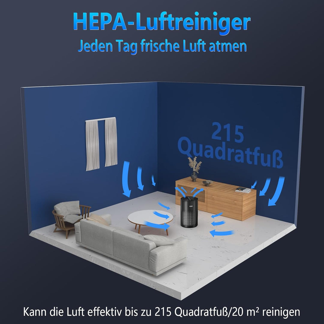 Luftreiniger für Zuhause mit ätherischem Öl Diffusor, FITNATE HEPA Filter, Luftreiniger für grosse R