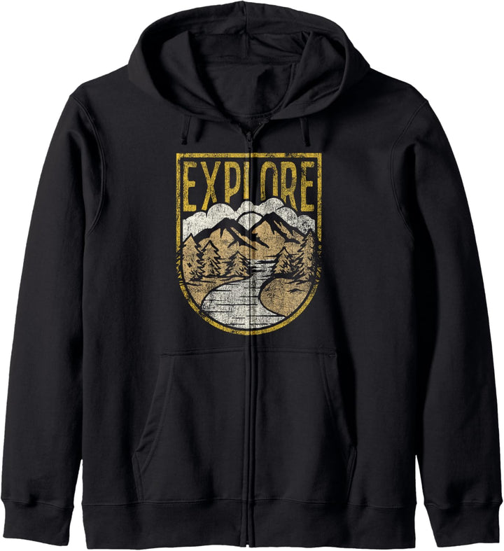 Trendy Explore Mountain River Scene Kapuzenjacke