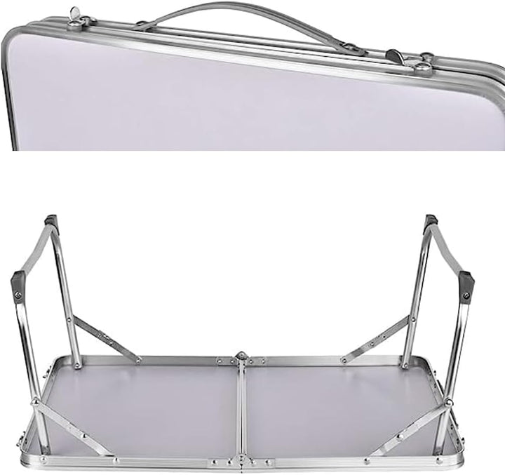 Qimu Aluminium=Klapptisch Tragbarer Campingtisch mit Griff für Outdoor und Schoss Stehpult Weiss 60
