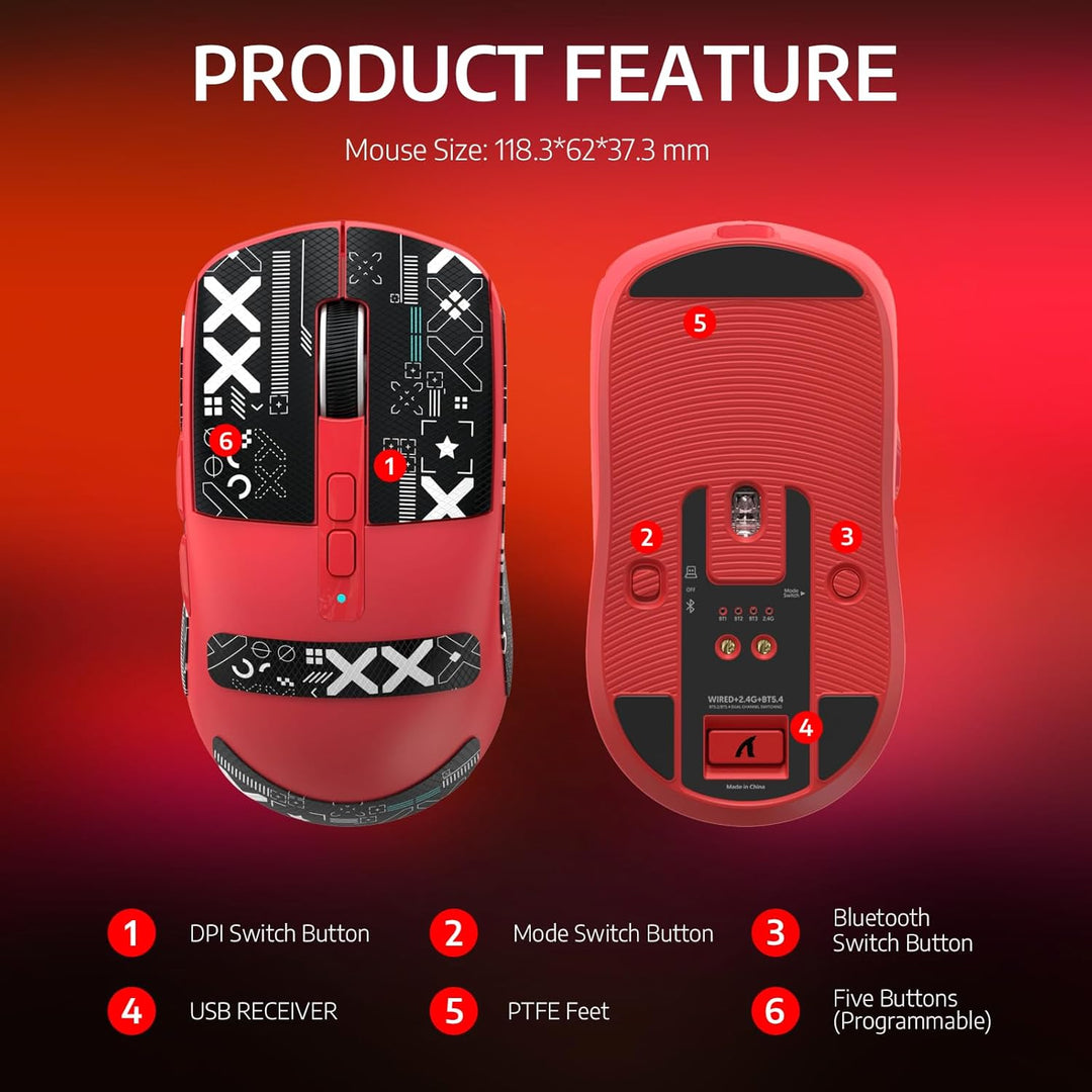 VGN Game Power Attack Shark X6 Superlight Kabellose Gaming-Maus mit RGB Ladestation, 49g Ultraleicht