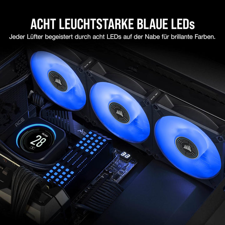 Corsair ML140 LED ELITE, 140mm PWM-Lüfter mit LEDs (CORSAIR AirGuide-Technologie, Magnetschwebelager