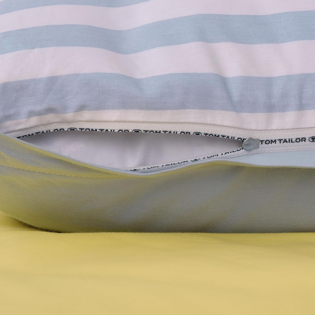 TOM TAILOR Melange-Bettwäsche Ky Blue & Light Lemon 40x60 cm + 100x135, Ky Blue & Light Lemon 40x60