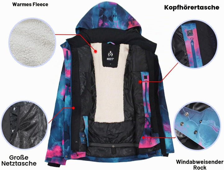 ALSOGO Damen Skianzug Schneeanzug Winddicht Wasserdicht Skifahren Snowboardjacke Trägerhose Set Zum