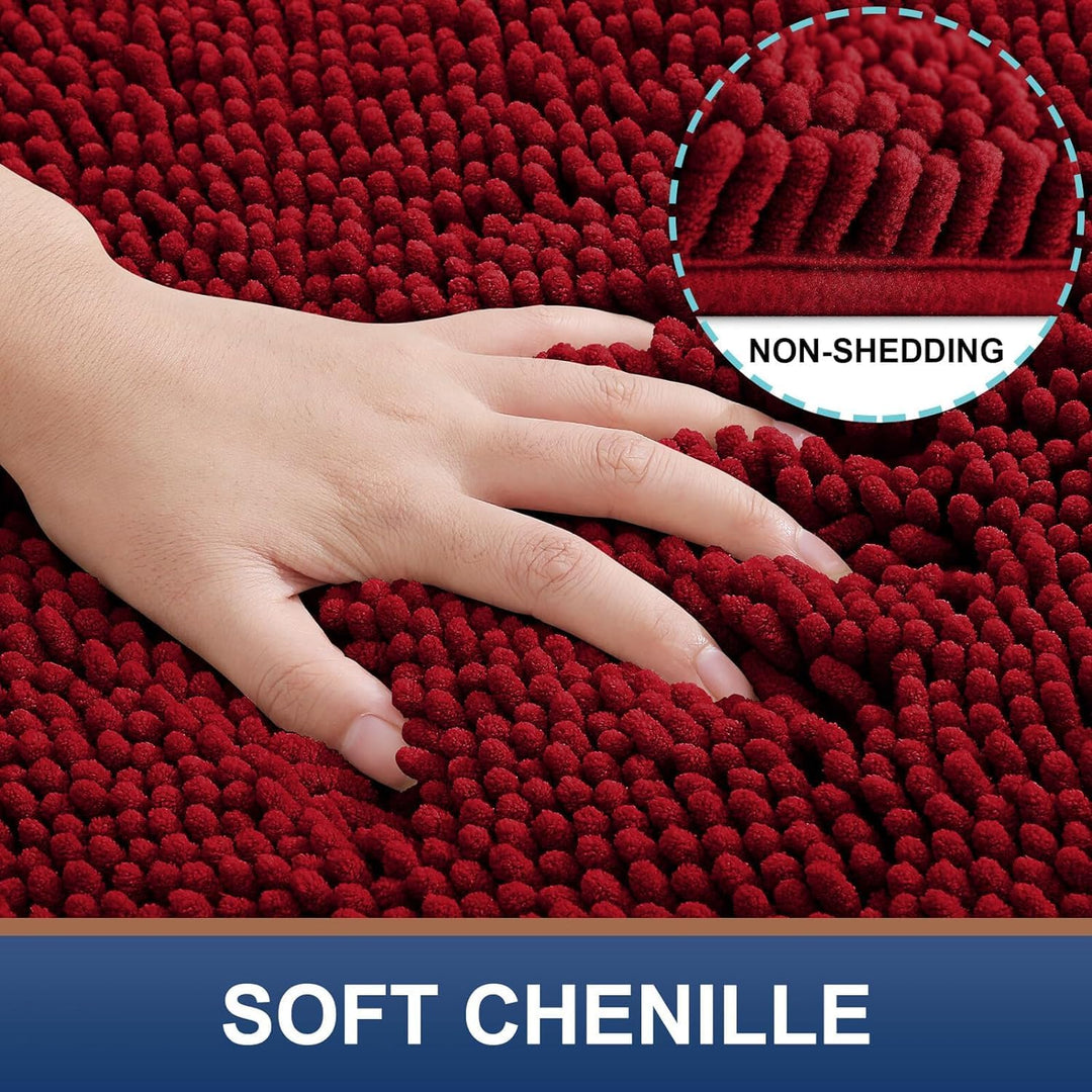 Homaxy rutschfeste Badematte Chenille Badezimmerteppich Mikrofaser Badteppich Saugfähige Hochflor Ba