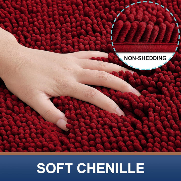 Homaxy rutschfeste Badematte Chenille Badezimmerteppich Mikrofaser Badteppich Saugfähige Hochflor Ba