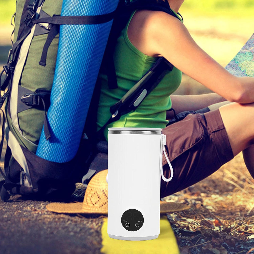 Akku-Wasserkocher, Reise-Wasserkocher, Kabellos, 6000 MAh, Wiederaufladbar, 400 Ml, 55 °C, Edelstahl