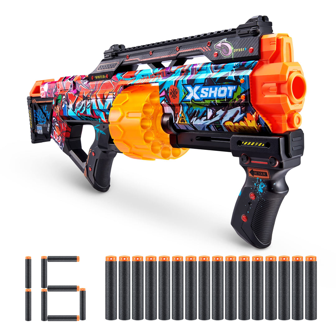 X-Shot Skins Last Stand, Graffiti, Schaumstoffdart-Blaster (16 Darts)