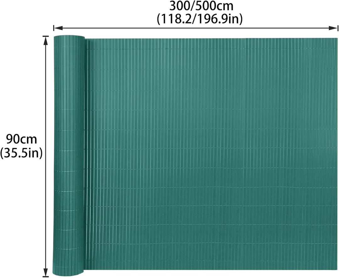 PVC Sichtschutzmatte Sichtschutzzaun 90x1000CM, Grün, Outdoor Sichtschutz mit verstärkten Lamellen,