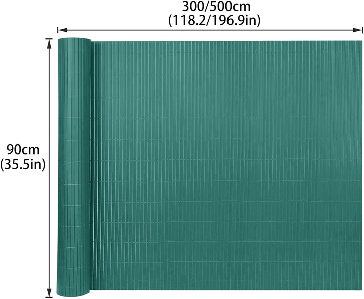 PVC Sichtschutzmatte Sichtschutzzaun 90x1000CM, Grün, Outdoor Sichtschutz mit verstärkten Lamellen,