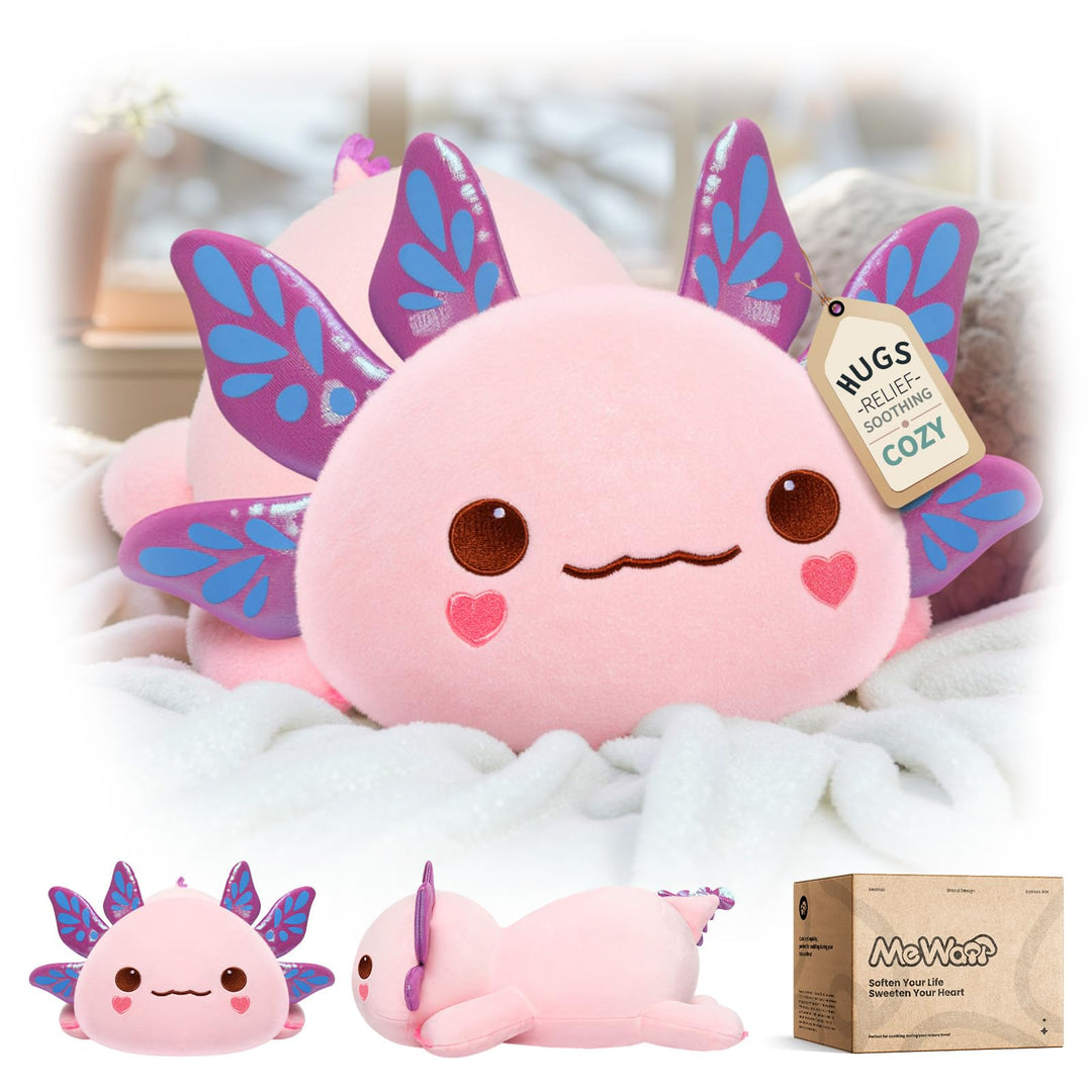 Mewaii Süsses Axolotl Plüschtier 33CM Kawaii Plüschkissen, Axolotl Kuscheltier Weiches Plüschkissen