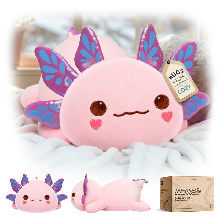 Mewaii Süsses Axolotl Plüschtier 33CM Kawaii Plüschkissen, Axolotl Kuscheltier Weiches Plüschkissen