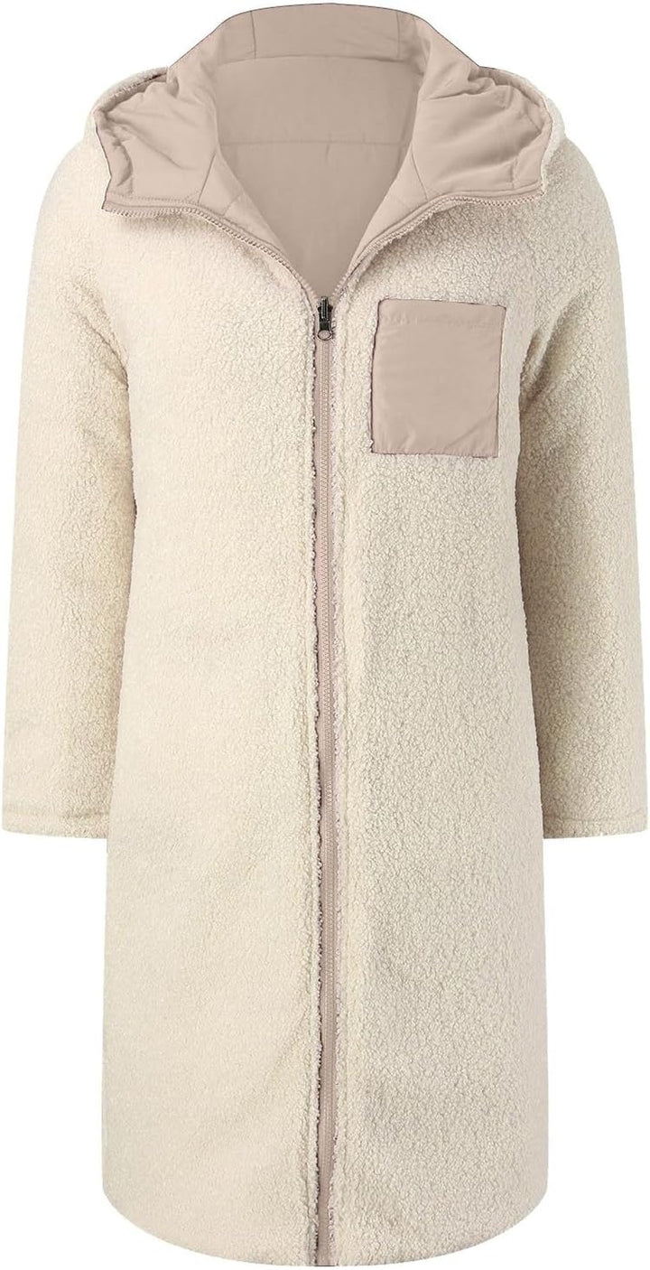 Duohropke Sherpa Jacken für Damen,Wendemantel für Damen,Damen 2023 Herbst Mode Mäntel,Damen Zip Up W