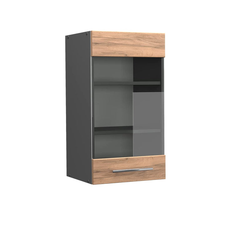 Vicco Küchenschrank Glas Fame-Line, Goldkraft Eiche/Anthrazit, 40 cm Goldkraft Eiche Hängeglasschran