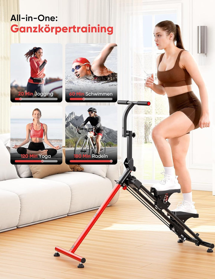 Treppenstepper Trainingsgerät, Verstellbarer Treppensteiger mit 3 Workout-Modi, klappbarer Cardio-St