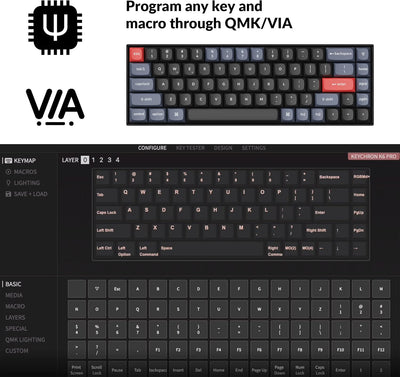 Keychron K6 Pro QMK/VIA Kabellose, mechanische Tastatur, US ANSI-Layout Hot-Swap-fähige Keychron K P
