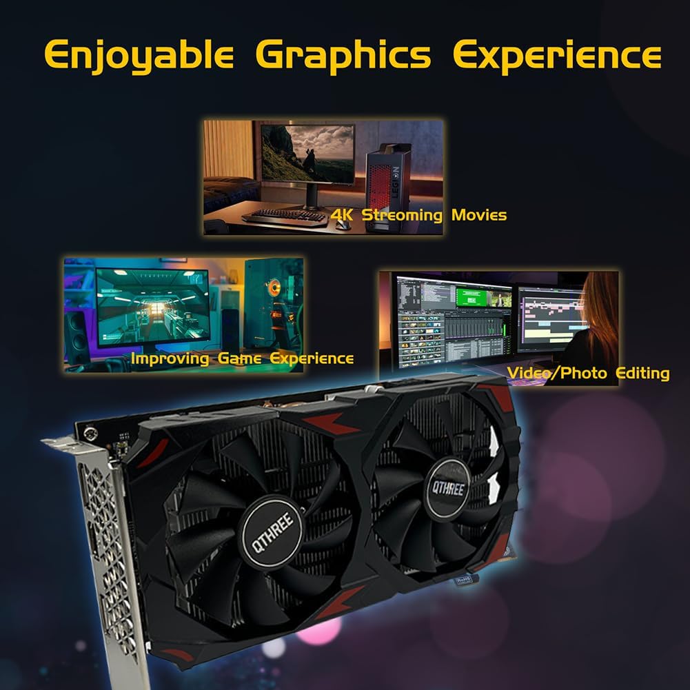 QTHREE Radeon RX 580 Grafikkarte, 8G D5 256-bit, HDMI, 2X DisplayPort, DirectX 12, 8 PIN Additional