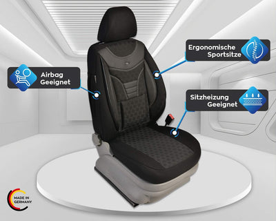 BREMER SITZBEZÜGE Mass Auto Schonbezüge kompatibel mit VW Golf Plus Fahrer & Beifahrer Set ab 2004-2