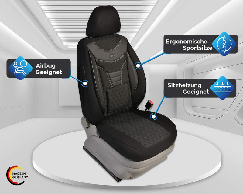 BREMER SITZBEZÜGE Mass Auto Schonbezüge kompatibel mit VW Golf Plus Fahrer & Beifahrer Set ab 2004-2
