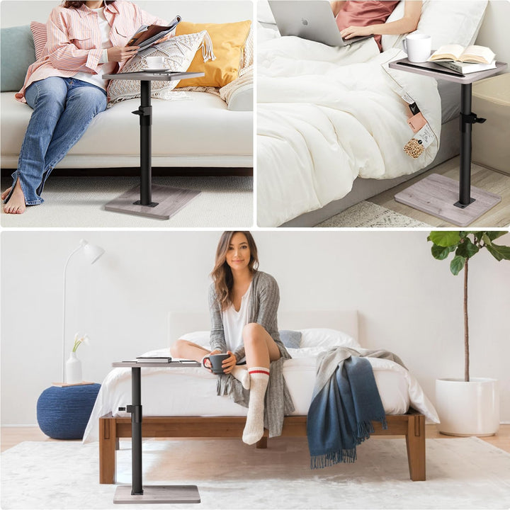 Couch Beistelltisch - 360° schwenkbarer höhenverstellbar Couchtisch/Holz Sofatisch,Sofa Armlehne Tab